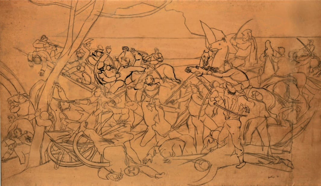 Opera in vendita di Renato Guttuso - Battaglia di ponte dell'ammiraglio
